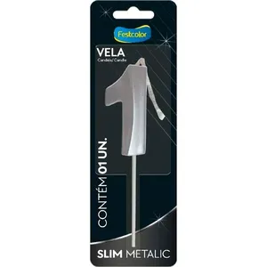 Vela Slim Metallic Nº1 Festcolor Prata (MP)