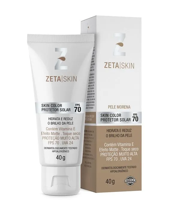 Protetor Solar Facial Zeta Skin Pele Morena FPS 70 40g Protetor Solar Facial Zeta Skin Pele Morena Fps70 40g