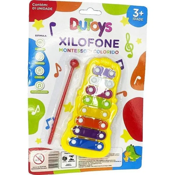 Xilofone Infantil Montessori Colorido com Teclas Metálicas e Baquetas Toy Mix Xilofone Infantil Montessori Colorido com Baquetas Toy Mix