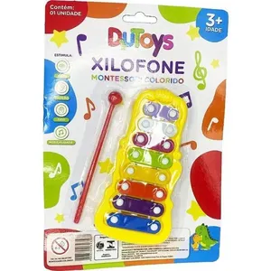 Xilofone Infantil Montessori Colorido com Teclas Metálicas e Baquetas Toy Mix Xilofone Infantil Montessori Colorido com Baquetas Toy Mix