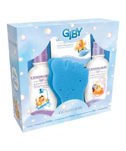 Kit Presente Giovanna Baby Gigy Shampoo 200ml + Condicionador 200ml + Sabonete em Barra 80g + Esponja Pézinho Blue Único Único