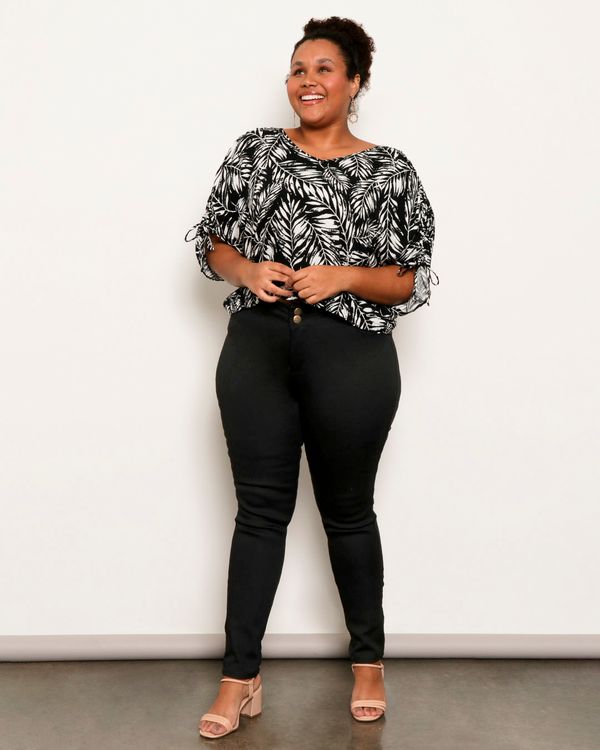 Calça Sarja Plus Size Feminina Reta Preta 54