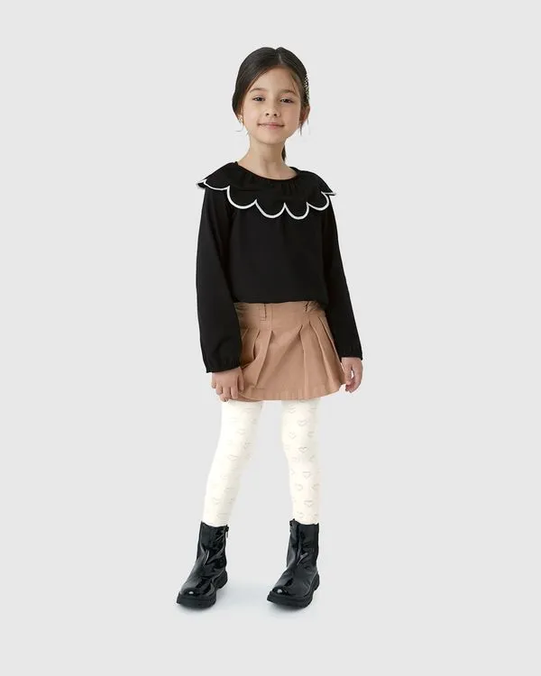 Shorts Saia Menina Pregas Frontais Em Sarja Com Elastano - Carinhoso Marrom - 14
