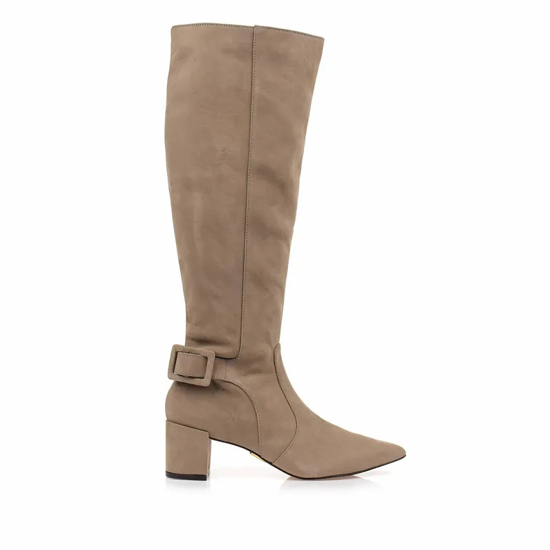 Bota Salto Médio Nobuck Ocre