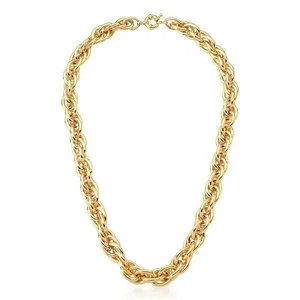 Colar de Elos trançados lisos banhado em ouro 18k