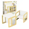 Conjunto Mesa E Cadeira Infantil Cubo Montessori, Junges, Crianças +24 Meses Até 35kg Em Madeira MDF