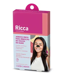 adesivo preto para remoção de cravos do nariz ricca UNICO