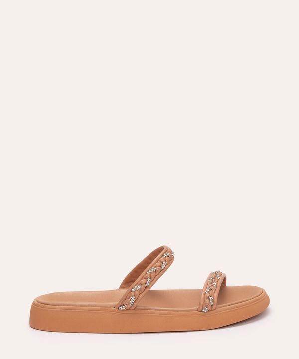 sandália flatform tiras tranças brilhos moleca nude 34