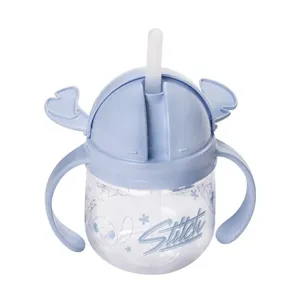 Caneca Treinamento Com Canudo Stitch Plástico Azul 260ml 17447 - Plasútil
