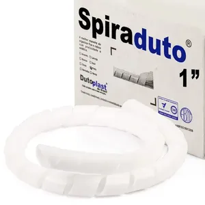 Organizador de Fios e Cabos Espiral 1" Branco 10 metros