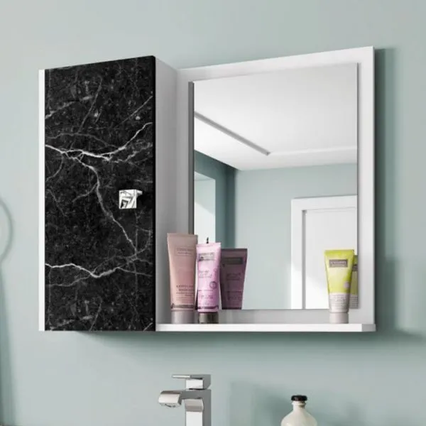 Espelheira para Banheiro Branco Nero Moderna e Funcional com Espelho Branco de Casa Espelheira para Banheiro Branco Nero Moderna Funcional com Espelho de Casa