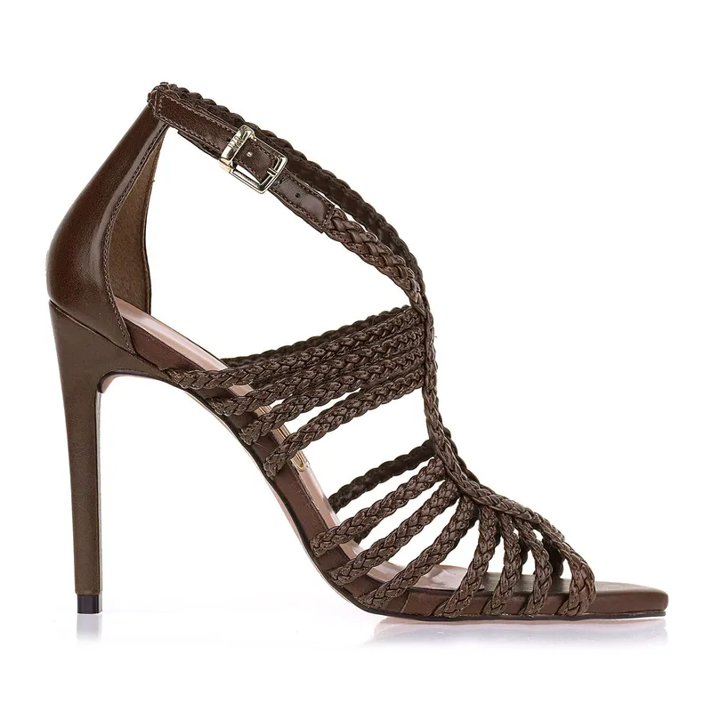 Sandália Salto Alto Pointed Multi Braids