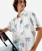 camisa masculina de viscose folhagens off white G