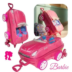 Mochila com Rodas e Mala Infantil 3D – Barbie – Carro Conversível – Rosa – Volta às Aulas - Diplomata