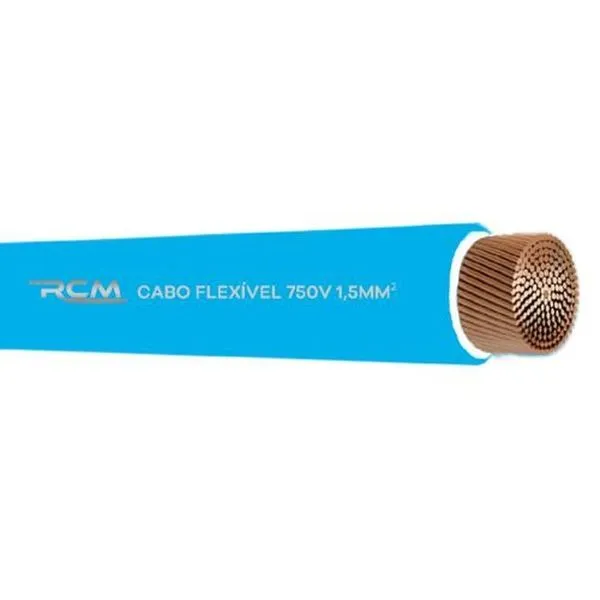 Fio Cabo Flexível 750V 1,5MM Azul com Isolamento de PVC para Instalações Elétricas RCM Cabos Elétricos Fio Cabo Flexível 750V 1,5MM Azul Isolamento PVC RCM Cabos Elétricos