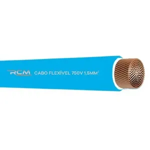 Fio Cabo Flexível 750V 1,5MM Azul com Isolamento de PVC para Instalações Elétricas RCM Cabos Elétricos Fio Cabo Flexível 750V 1,5MM Azul Isolamento PVC RCM Cabos Elétricos