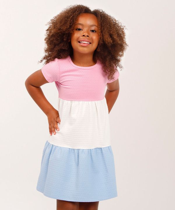 vestido infantil de algodão texturizado colorido 10