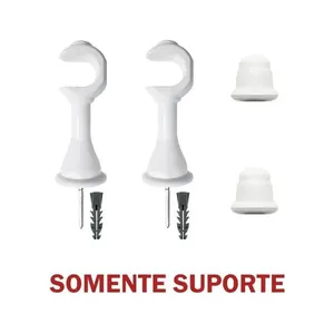 Kit Varão para Cortina Simples 2 e 00m 19mm com Ponteira e Suporte Somente Acessórios Branco OEM Kit Varão para Cortina Simples 2 e 00m 19mm com Ponteira e Suporte Branco OEM