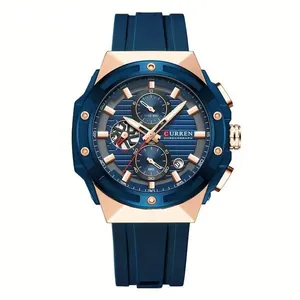 Relógio De Moda, Pulseira De Silicone, Design De Mostrador Criativo Azul