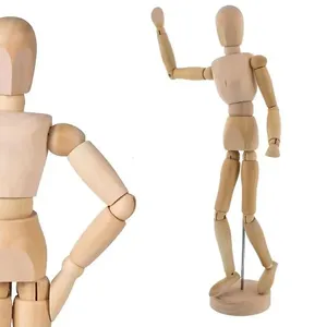 Boneco Manequim Articulado para Desenho Yeet Modelo de Madeira 30cm com Base para Estudos Artísticos Amadeirado Boneco Manequim Articulado para Desenho Yeet de Madeira 30cm com Base Amadeirado