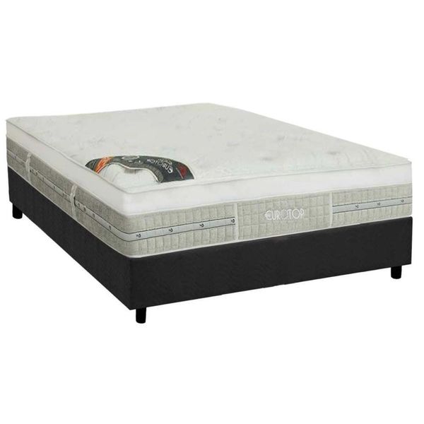 Kit Cama Box Casal Summer Winter Euro Pillow Molas Ensacadas Cinza Castor