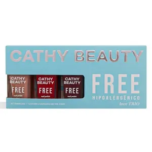 Kit Esmalte Cathy Beauty Free Love Trio 3 Unidades de 9ml cada