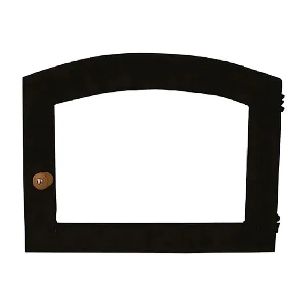 Porta Forno Ferro Fundido com Vidro e Batoque de Madeira 42x40cm Preta Rig Fundidos Porta Forno Ferro Fundido com Vidro e Batoque Madeira Preta Rig