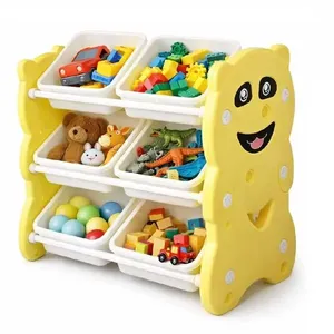 Estante Infantil 6 Gavetas Organizador 3 Prateleiras Nicho Caixa Brinquedos Porta Treco Decorativo Multiuso Ursinho