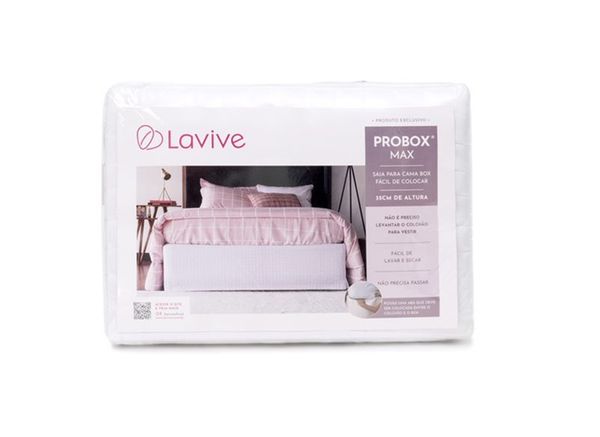 Saia Cama Box Queen Poliester Probox Pastilha Branca Lavive
