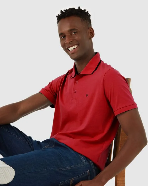Camisa Polo Básica Masculina Em Algodão Vermelho - P