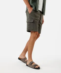 bermuda cargo masculina de sarja cós elástico verde G