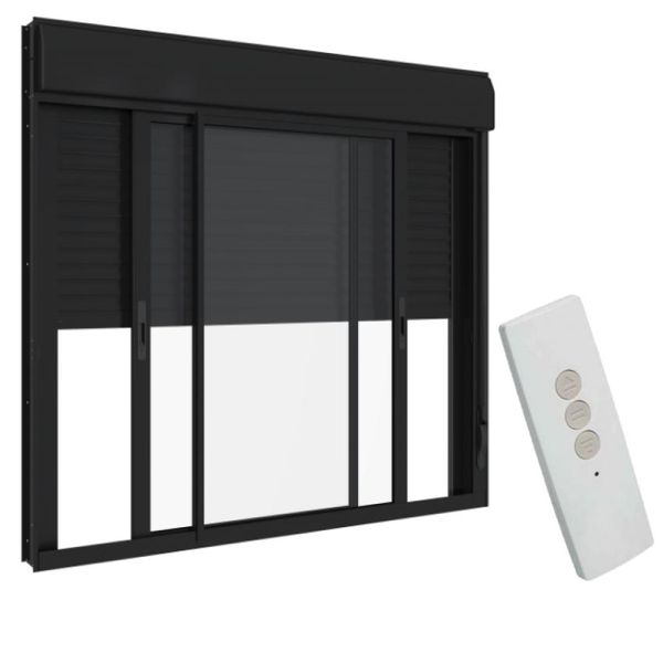 Janela Persiana Integrada Automática 220V Alumínio Preto - 120x150