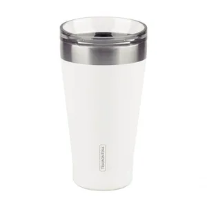 Copo Térmico Branco Em Aço Inox Tramontina Exata Com Tampa 550ml