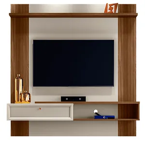 Painel Home Pitanga em MDP com Nicho para TV até 60'' Freijó / Off White