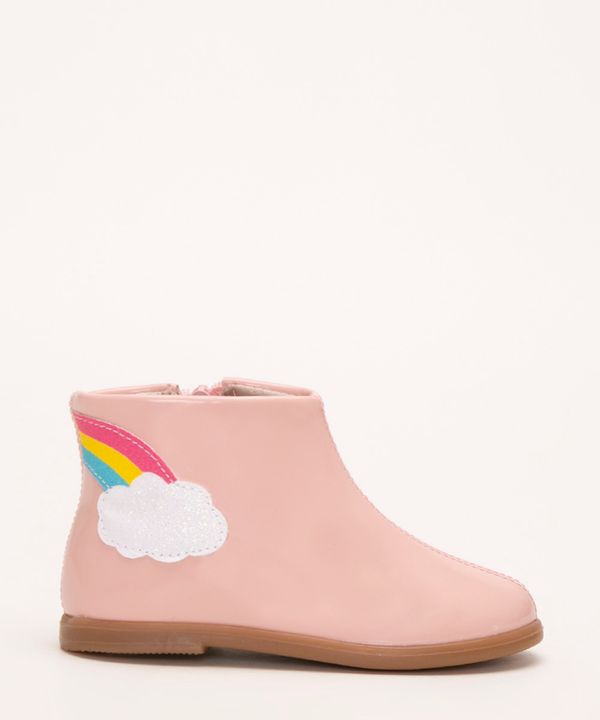 bota infantil cano baixo arco íris molekinha rosa 21