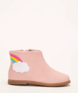 bota infantil cano baixo arco íris molekinha rosa 23