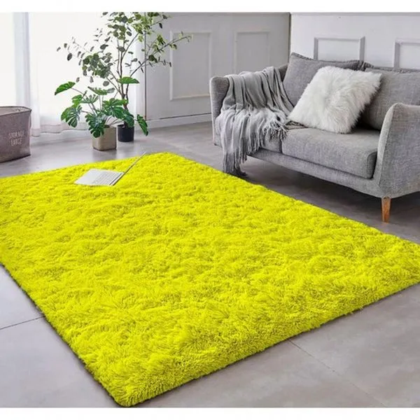 Tapete Sala Felpudo Peludo Amarelo 140 X 200 Cm