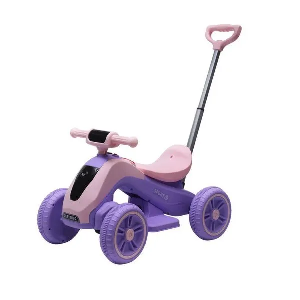 Moto Elétrica Infantil com Empurrador Bateria Recarregável Rodinhas Laterais Roxa Unitoys Moto Elétrica Infantil com Empurrador Bateria Recarregável Roxa Unitoys