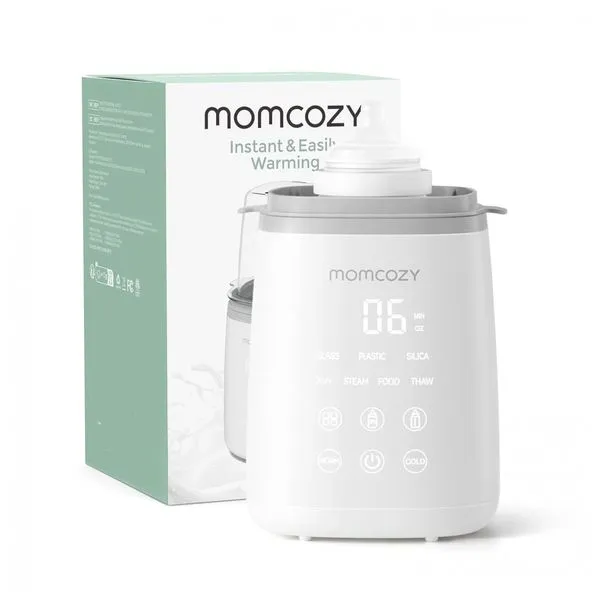 Aquecedor de Mamadeira Momcozy, Rápido e Eficiente para Todos os Tipos de Mamadeiras com Temporizador, Controle Preciso de Temperatura e Desligamento