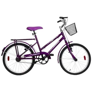 Bicicleta Cairu Aro 20 Genova Com Bagageiro Cesta Rosa E Violeta (MP)