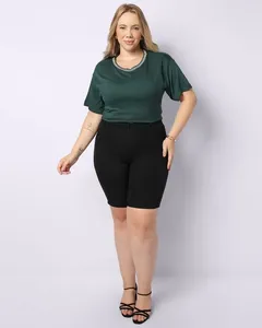 Bermuda Sarja Plus Size Feminina Ciclista Preta 50