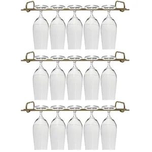 Conjunto 3 Organizadores Porta Taças 42cm Suportes Suspensos Para Taças Dourado