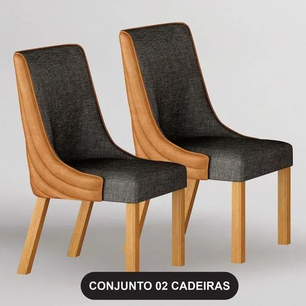 Cadeira para Mesa de Jantar Belle Kit 2 Peças Estrutura em Madeira Assento em Tecido Linho Terracota Leifer Móveis Cadeira para Mesa de Jantar Belle Kit 2 Peças Madeira com Tecido Linho Terracota Leifer Móveis