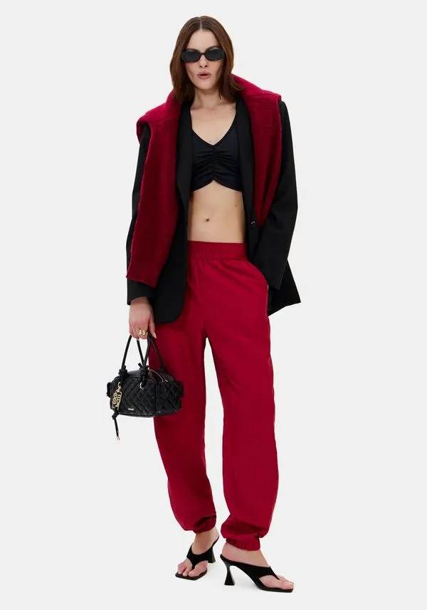 Calça Jogging Cós Com Elástico Vermelho M