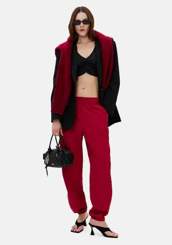 Calça Jogging Cós Com Elástico Vermelho M