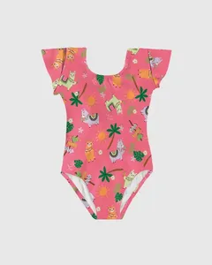 Maiô Infantil Menina Transpassado Em Malha UV50+ Malwee Kids Rosa - 1