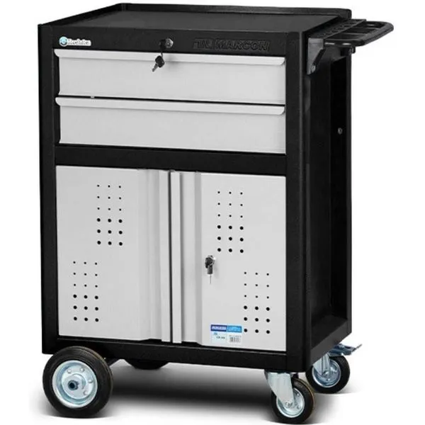 Carrinho para Ferramentas Fechado CR-39B com 2 Gavetas Armário Inferior 86x40x40cm Preto Marcon Carrinho para Ferramentas CR-39B Fechado com 2 Gavetas e Armário Preto Marcon