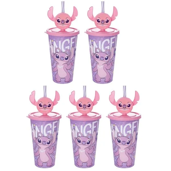 5 Copos da Angel Stitch Orelhas Festa Infantil Lembrancinha