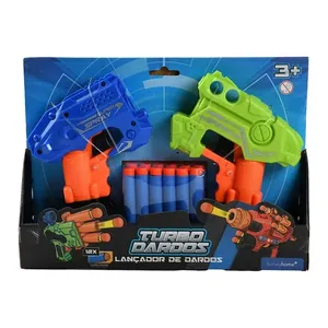 Conjunto 2 Lançadores com 12 Dardos Turbo Dardos Plástico Sortido LJM127 - honeyhome