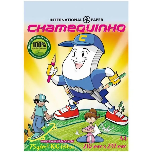 Papel A4 Chamequinho Azul 100 Folhas. Papel A4 Chamequinho Azul 100 Folhas